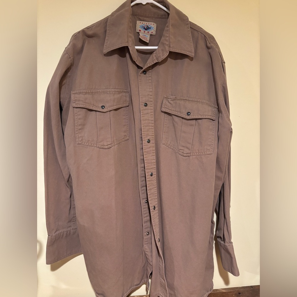 Men's Casual Tan Button-Down Shirt